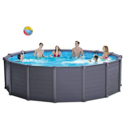 PISCINA GRAPHITE ROTONDA CM 478 H 124 INTEX 26384 CON POMPA MAGGIORATA 10.500 l/h + SABBIA DI QUARZO - immagine 3
