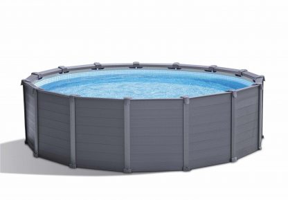 PISCINA GRAPHITE ROTONDA CM 478 H 124 INTEX 26384 CON POMPA MAGGIORATA 10.500 l/h + SABBIA DI QUARZO - immagine 2