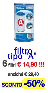 6 CARTUCCE FILTRO MEDIA TIPO "A" IN OFFERTA INTEX  cod 29000