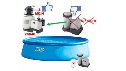 PISCINA EASY SET CM 457 H 122 INTEX 26168 KIT CON POMPA MAGGIORATA 7.900 l/h + SABBIA DI QUARZO - immagine 3