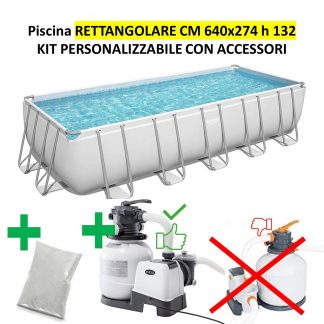 PISCINA POWER STEEL RETTANGOLARE CM 640X274 H 132 BESTWAY 5612B (Personalizza il tuo kit)