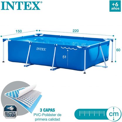 INTEX 28270 PISCINA RETTANGOLARE CM 220X150 H 60 - immagine 6