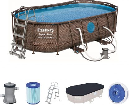 PISCINA POWER STEEL SWIM VISTA OVALE CM 427X250 H 100 BESTWAY 56714 - immagine 3