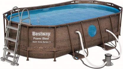 PISCINA POWER STEEL SWIM VISTA OVALE CM 427X250 H 100 BESTWAY 56714 - immagine 2