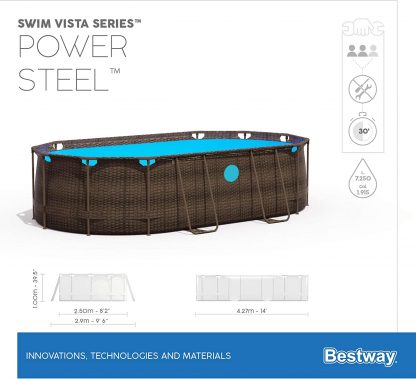 PISCINA POWER STEEL SWIM VISTA OVALE CM 427X250 H 100 BESTWAY 56714 - immagine 14