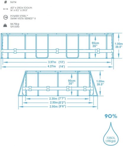 PISCINA POWER STEEL SWIM VISTA OVALE CM 427X250 H 100 BESTWAY 56714 - immagine 8