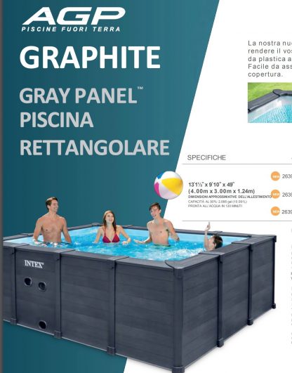 INTEX 26396 PISCINA GRAPHITE RETTANGOLARE CM 400X300 H 124 - immagine 2