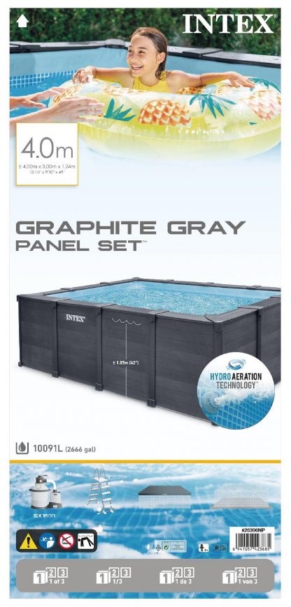 INTEX 26396 PISCINA GRAPHITE RETTANGOLARE CM 400X300 H 124 - immagine 9
